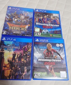 ウイニングイレブン 2017 2015ドラゴンクエストヒーローズ キングダムハーツ3 PS4 ソフト4本 美品