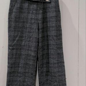 ZARA BASIC ザラベーシック チェック柄 ウール ワイドパンツ 裏地付S