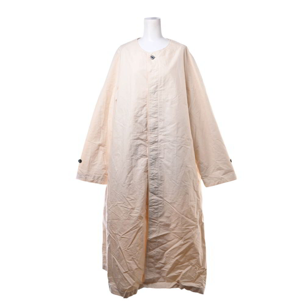 OUTIL コットン 比翼 ノーカラーコート 1 ベージュ ウティ KL4BCQ