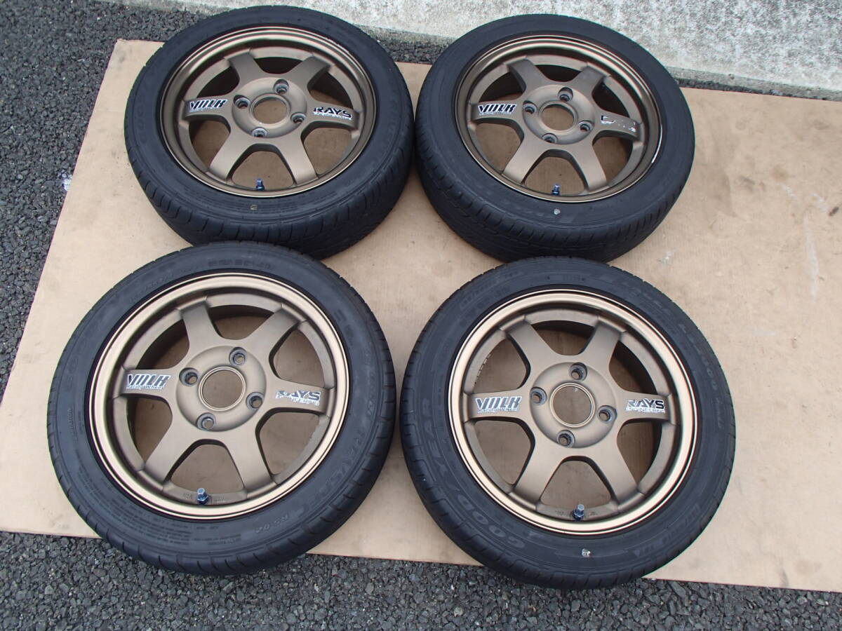 P48 RAYS TE37 ブロンズ 14インチアルミホイール + 165/55R14 ノーマルタイヤ 4本 旧ダイハツ PCD110 ブロンズ ミラ TR-XX L502 L500 L512