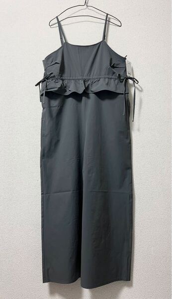 グレー オールインワンサロペット オーバーオール ワイドパンツ