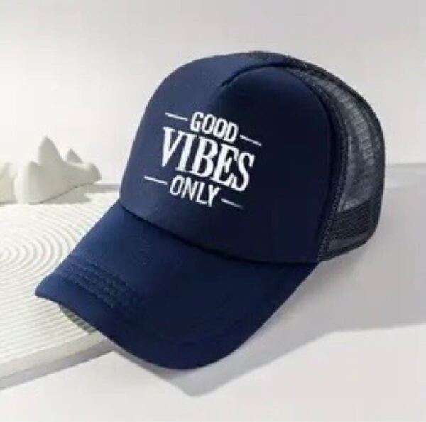 帽子/野球帽/ベースボールキャップ『GOOD VIBES ONLYグッドバイブスオンリー 紺』新品未開封