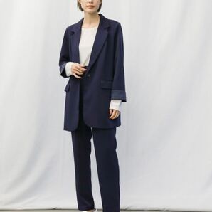 select MOCAシンプルデザインテーパードパンツ ネイビー