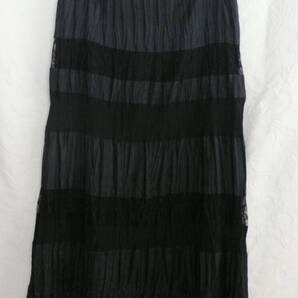 スカート13 ロングスカート GabardineK.T ギャバジンKT 黒 レース混 サイズ11 茶道や華道のお稽古に