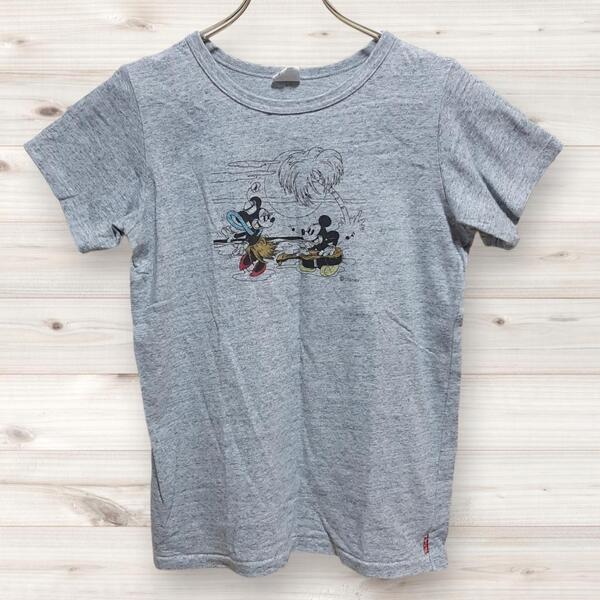 C1041【ディズニー|Disney】Tシャツ半袖(M) グレー ミッキーマウス柄