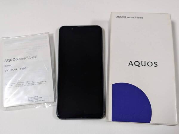 美品!! SHARP AQUOS Sense3 basic SHV48 ブラック SIMロック解除済 SIMフリー ネットワーク利用制限〇 au UQ KDDI