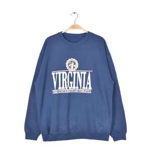 【送料無料】80s ヴァージニア大学 ヴィンテージスウェット カレッジロゴ ネイビー VIRGINIA メンズXL相当 古着 @CF0846
