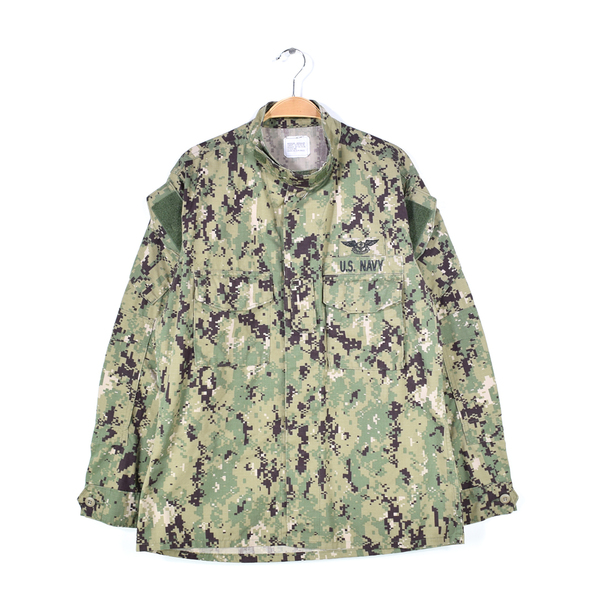 【送料無料】U.S.NAVY 米軍 NWU タイプ3 ジャケット 森林型 デジタルカモ リップストップ 迷彩 サイズM 古着 @DC0052