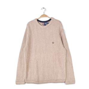 【送料無料】チャップス ヘリンボーン コットンセーター クルーネック コットンニット CHAPS RALPH LAUREN メンズM 古着 @CH1075
