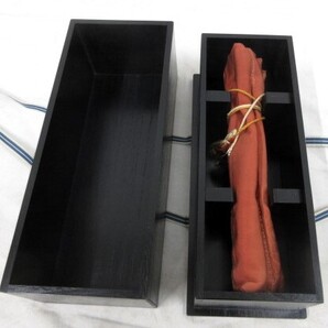 桐製・黒塗仕上げ、短刀1本収納箱・台差し箱(L、350mm 内寸法)4分真田紐つづら掛け 総桐製新品 日本製