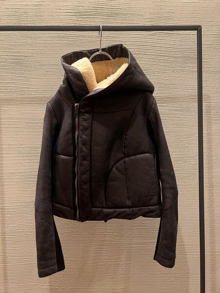rick owens leather jacket レザージャケット フード リックオウエンス ムートン パーカー