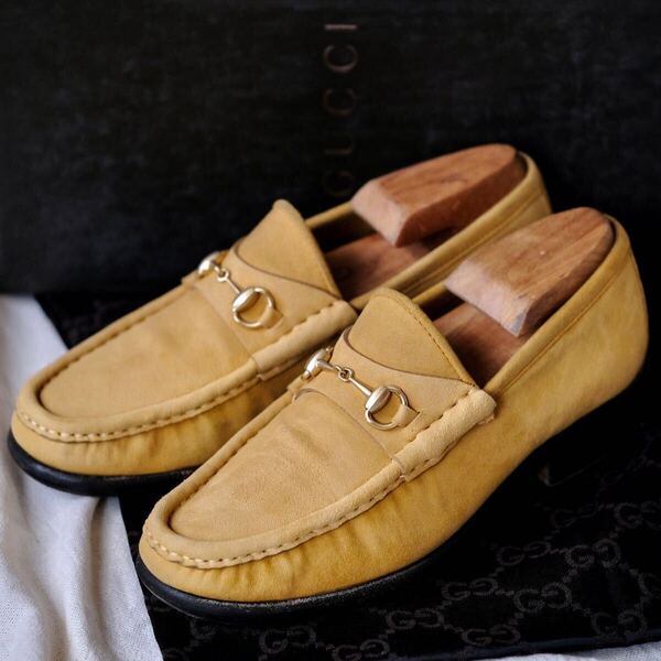 GUCCIグッチ ホースビットスエードローファー キャメル35C