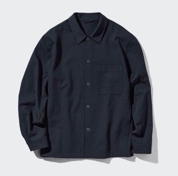 ユニクロ UNIQLO 感動シャツジャケット ウールライク M グレー 東レ 共同開発 紺 ネイビー