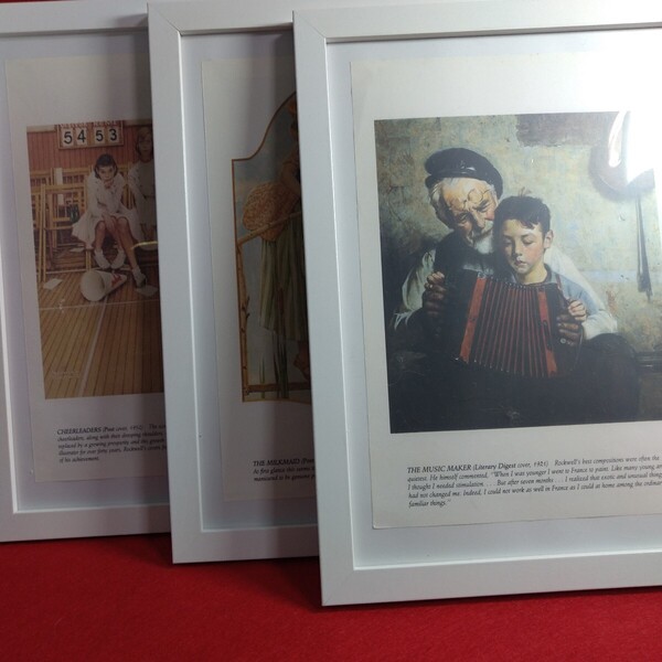 ノーマンロックウェルイラストフレーム3個セットインテリアイラスト壁掛けNormanRockwell