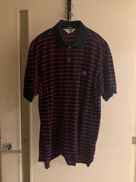 ラコステ シップス ボーダーポロシャツ LACOSTE 半袖 ポロシャツ ネイビー 鹿の子 紺