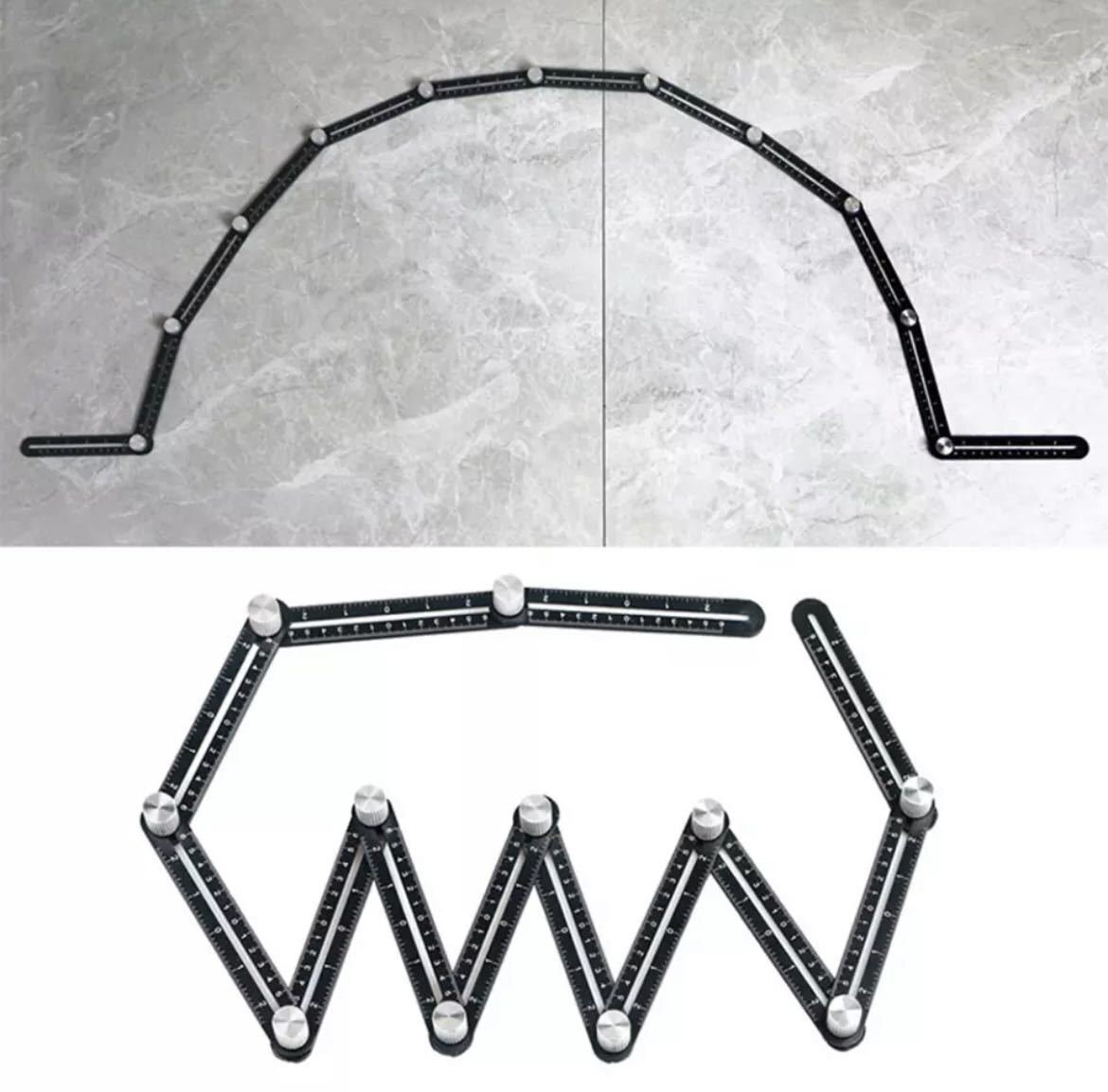 ★測定 工具 道具 ツール マルチアングル測定定規 12両面 折りたたみ定規 定