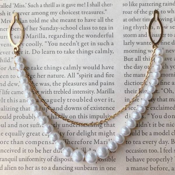 洋服付属アクセサリー ボタン ベビーパール グラデーション チェーン ゴールド ダブル☆Vintage jewelry accessories k0964