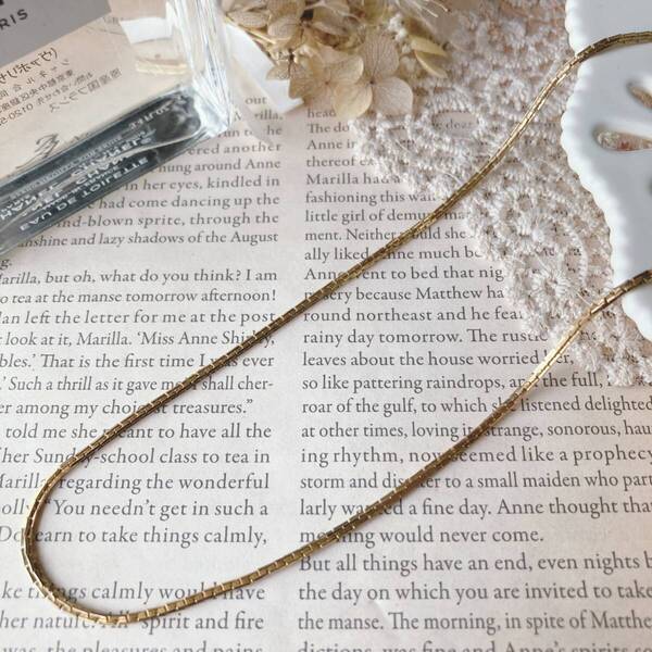 ネックレス ゴールド シンプル チェーンネックレス 細目 レディース メンズ 高見え 美品☆Vintage jewelry accessories R0007