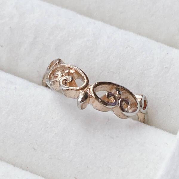 ヴィンテージリング 8号 ピンクゴールド ティアラ 唐草☆Vintage jewelry accessories R0051