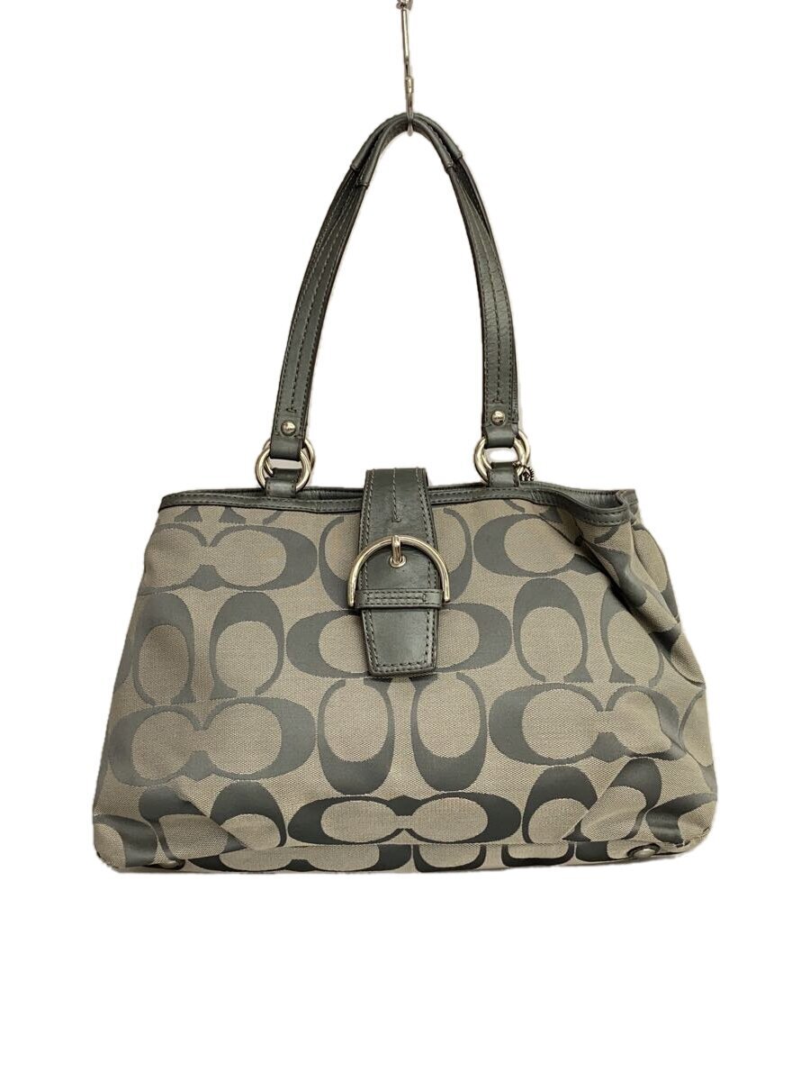 COACH◆トートバッグ_シグネーチャー/キャンバス/GRY