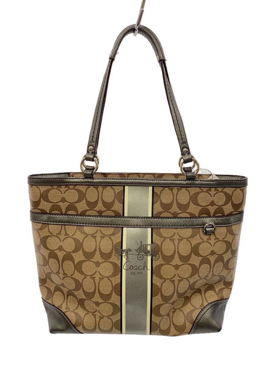 COACH◆トートバッグ_シグネチャー/キャンバス/GRY