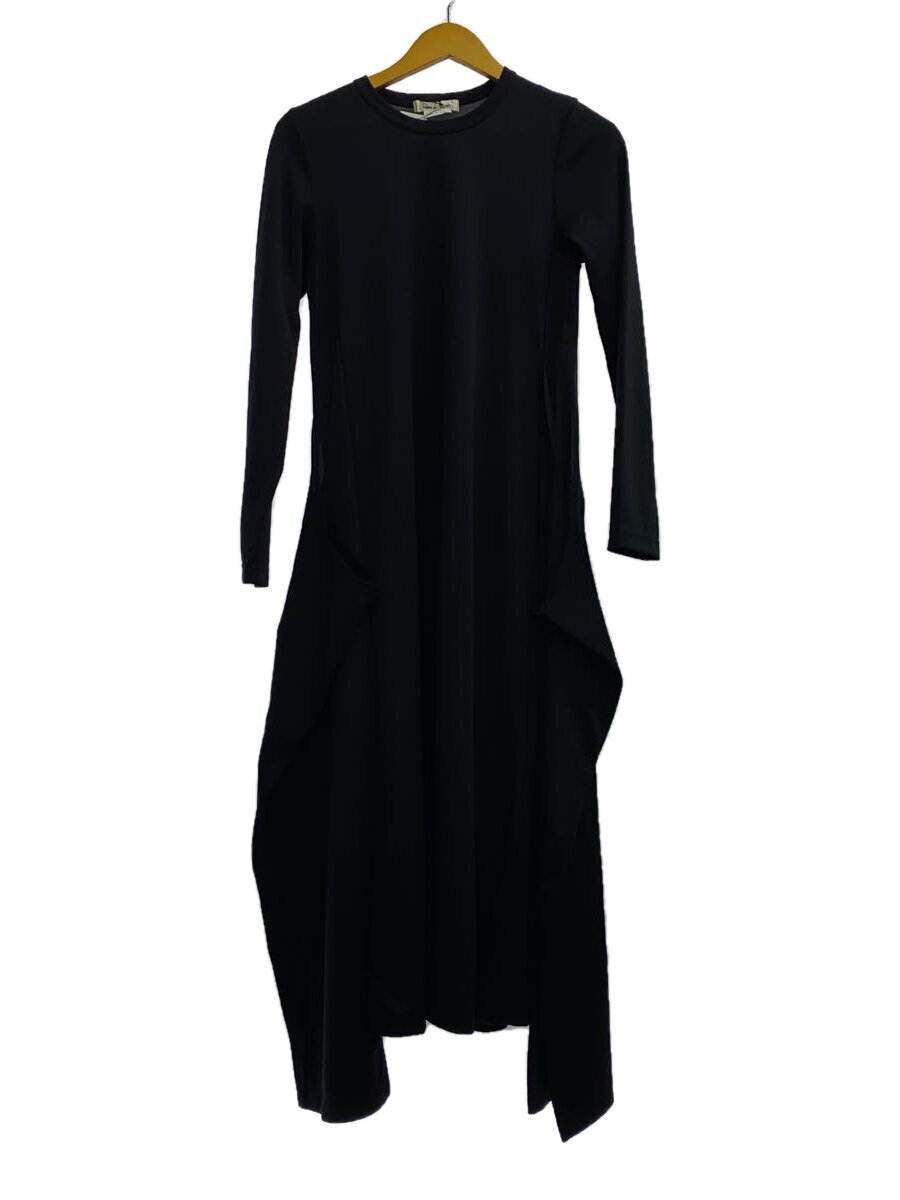 COMME des GARCONS◆20ssサイド変形ロングワンピース/M/ポリエステル/BLK/無地/GE-T031