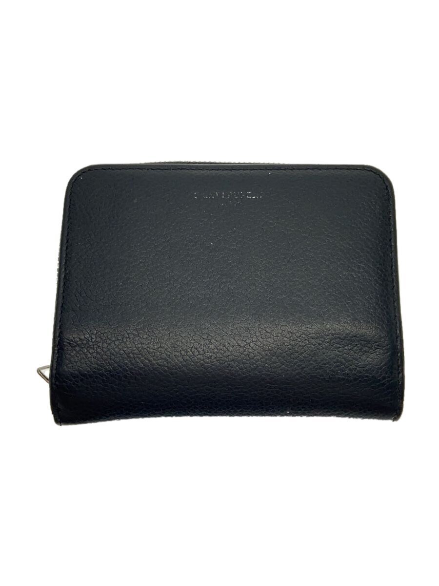 SAINT LAURENT◆2つ折り財布/レザー/BLK/メンズ