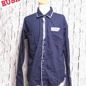 ★送料無料★ RUSH HOUR デザインシャツ ラッシュアワー 柄シャツ ドット柄 レイヤード メンズ 長袖シャツ XL