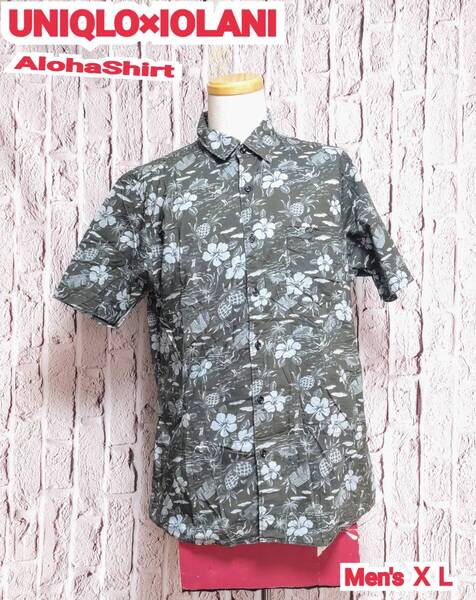 ★送料無料★ UNIQLO × IOLANI アロハシャツ イオラニ ユニクロ アロハシャツ メンズ ハワイアンシャツ XL