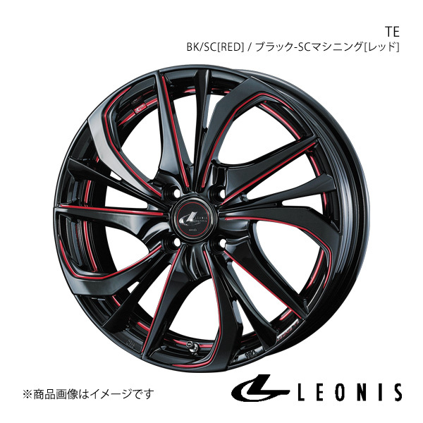 LEONIS/TE タウンボックス DS64W アルミホイール1本 【16×5.0J 4-100 INSET45 BK/SC[RED](ブラック/SCマシニング[レッド])】0038745