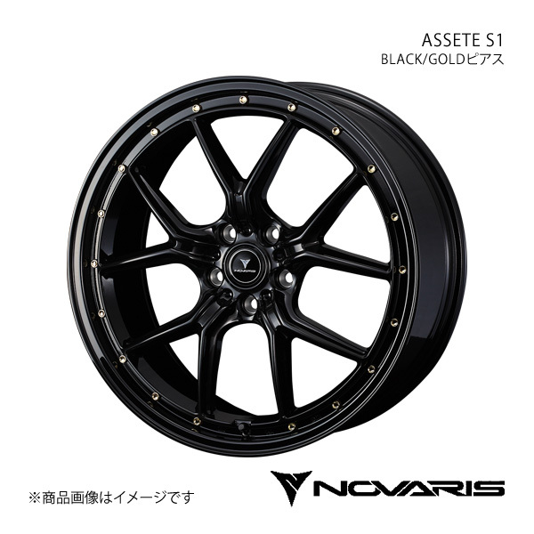 NOVARIS/ASSETE S1 アルファード 20系 アルミホイール1本 【18×8.0J 5-114.3 INSET42 BLACK/GOLDピアス】 0041324