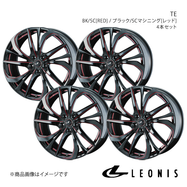 LEONIS/TE クラウンマジェスタ 210系 4WD アルミホイール4本セット【18×8.0J5-114.3 INSET42 BK/SC[RED]】0038782×4
