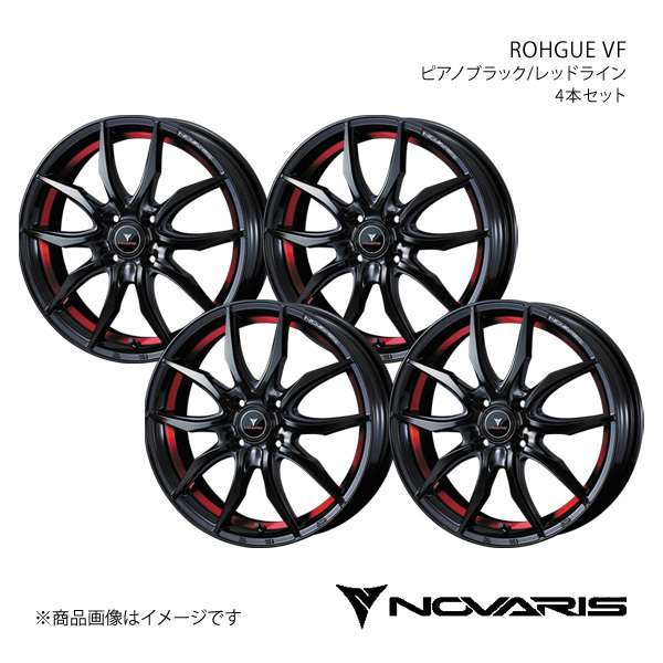 NOVARIS/ROHGUE VF eKワゴン B3#W アルミホイール4本セット【16×5.0J 4-100 INSET45 ピアノブラック/レッドライン】0040062×4