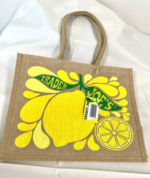新品・未使用★Trader Joe’s 新作レモン ライム柄エコバッグ アメリカ高級スーパーマーケット オリジナル トートバッグ 手提 タグ付1