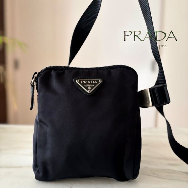 極美品 PRADA プラダ テスート ショルダー&ウエストバッグ*メンズ レディース 肩掛け 斜め掛け ブラック 黒 サコッシュ ポシェット