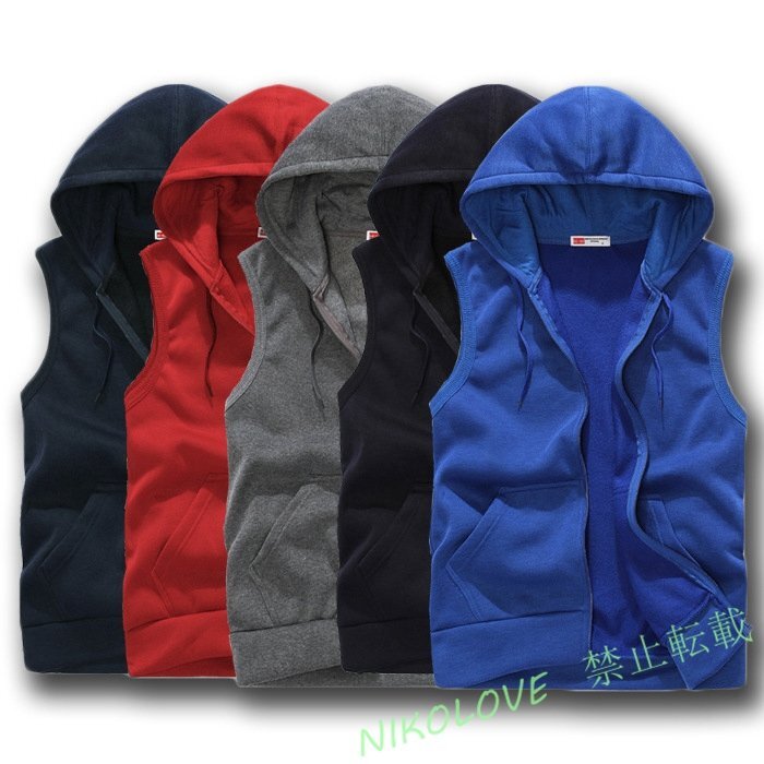 新品S-2XLサイズノースリーブパーカー メンズ ジップアップ タンクトップ 裏起毛 プルオーバーパーカー 秋パーカー 6色選択可 LC861