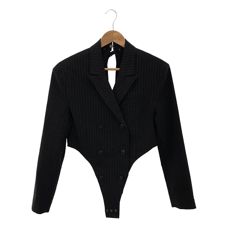 【美品】 PRANK PROJECT / プランクプロジェクト | Jacket Rompers ストライプ ジャケット ロンパース | F | ブラック | レディース