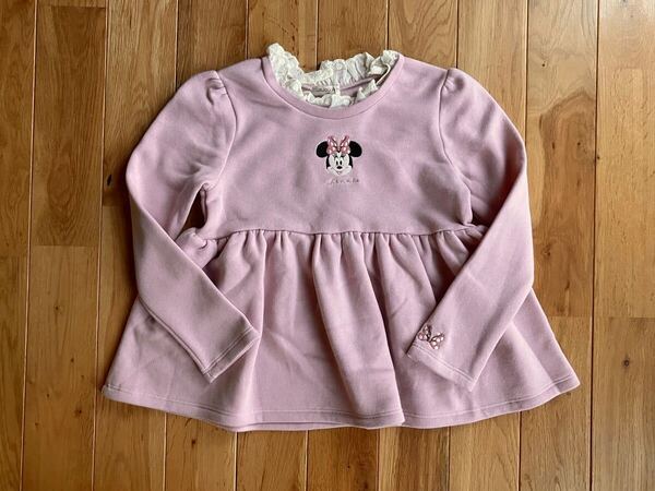 新品 女の子 キッズ ミニーマウス 裏起毛 襟フリル トレーナー 130センチ