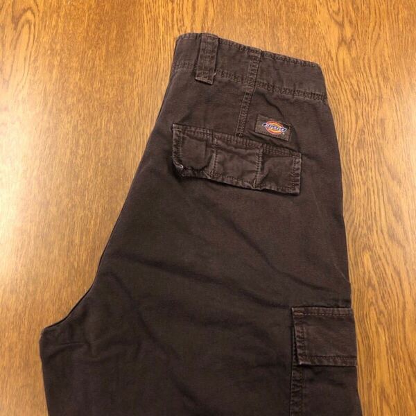 【FJ366】Dickies W30 カーゴパンツ ワークパンツ レッドブラウン ドローコード付き メンズブランド古着 ディッキーズ 送料無料