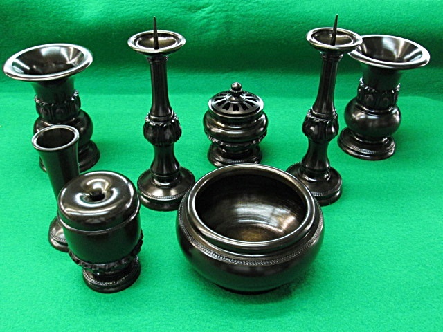 在庫品】仏具/蓮珠(れんじゅ)型具足8点 仏具一般 在庫品】仏具/蓮珠(れんじゅ)型具足8点 仏具一般