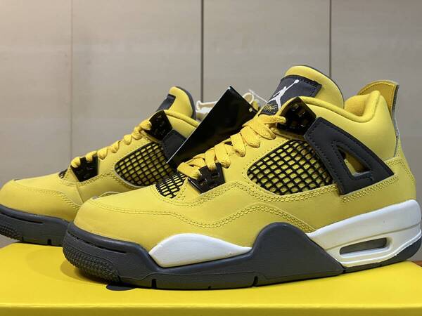 NIKE GS AIR JORDAN 4 TOUR YELLOW US6 24cm 408452-700 Lightning【送料無料】