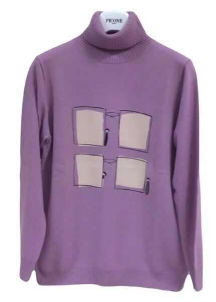 ピッコーネ クラブ タートルネックプルオーバー02パープル カシミヤ100