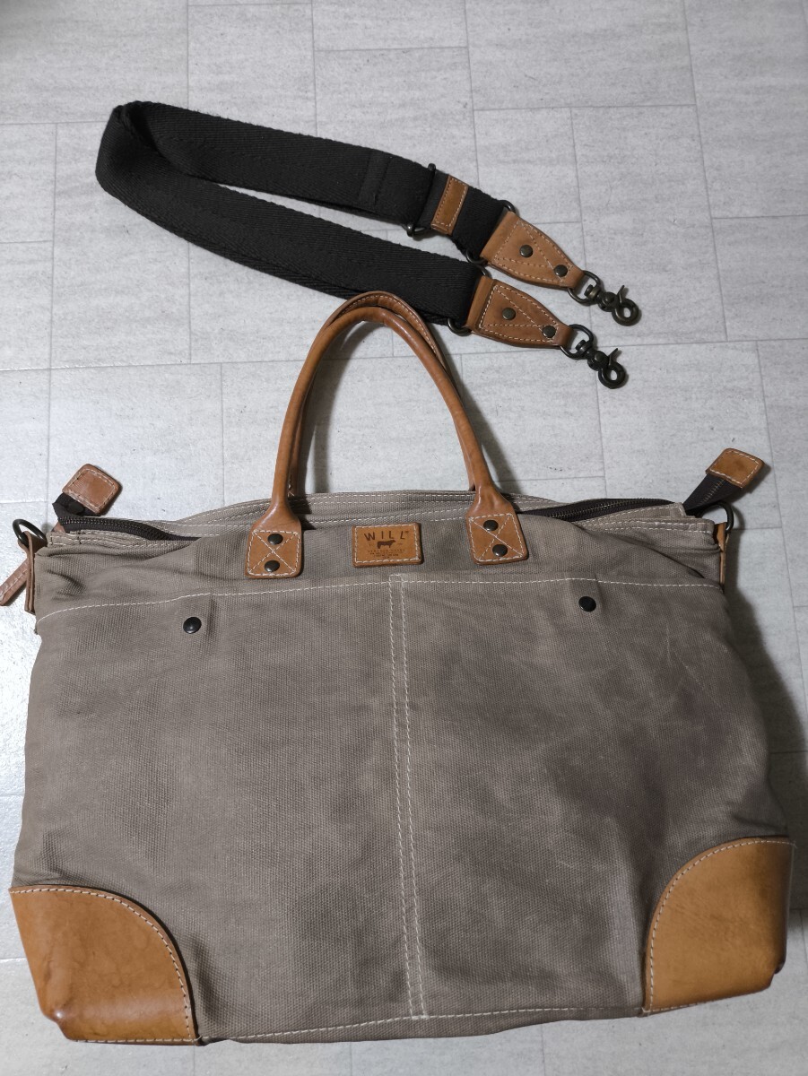 アメリカ製 WILL LEATHER GOODS(ウィルレザーグッズ) Wax Coated Canvas Tote トート レザー 本革 3Wayキャンバス ワックスコーティング