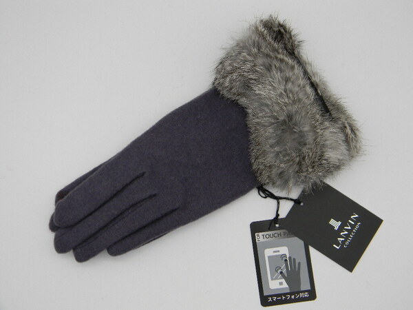◆ LANVIN ◆ 手袋 紫色 ラビットファー ランバン