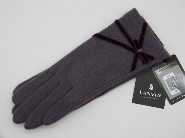 ◆ LANVIN ◆ ランバン 紫色 手袋 リボン