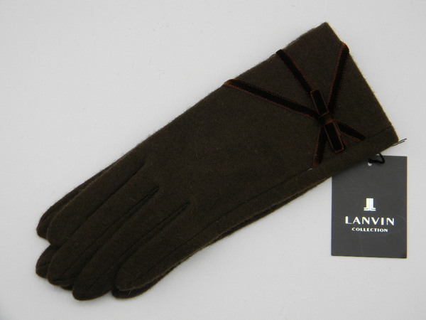 ◆ LANVIN ◆ ランバン こげ茶色 手袋 リボン