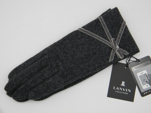 ◆ LANVIN ◆ ランバン グレー 手袋 リボン