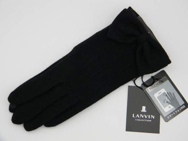 ◆ LANVIN ◆ 黒 手袋 リボン ランバン