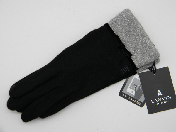 ■ LANVIN ■ 黒 手袋 ランバン ツートン