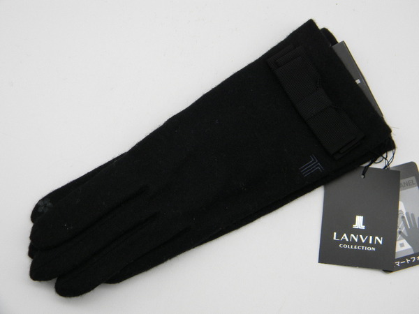 ■ LANVIN ■ 黒 手袋 ランバン リボン
